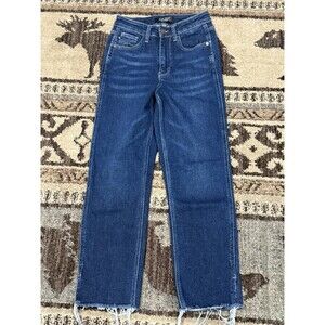 Judy Blue Women's Size 0 / 24 Jeans Cropped Straight Frayed Hem Medium Wash Blue